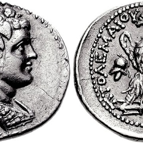 Didrachm of the type of Dionysos from Cyprus, circa 112-110 BC. CNG 76, 12 December 2007, 917 (6,86 g, 12 h). Sv. 1802.
