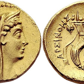 Μναίον από τη Σαλαμίνα που χρονολογείται την εποχή του Πτολεμαίου Β΄.  Numismatica Ars Classica 59, 4 April 2001, 658 (27,75 γρ.). Sv. 1323.