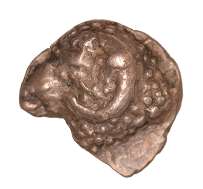Obverse 'SilCoinCy A1071, acc.no.: KP 1203.80. Silver coin of king Evelthon of Salamis 525 - 500 BC. Weight: 0.84 g, Axis: -, Diameter: 10mm. Obverse type: Ram's head l.. Obverse symbol: -. Obverse legend: - in -. Reverse type: Smooth. Reverse symbol: -. Reverse legend: - in -. '-', 'Du classement des séries chypriotes'.