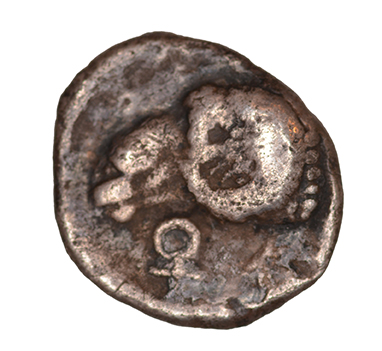 Οπισθότυπος 'SilCoinCy A1076, acc.no.: KP 1238.7. Silver coin of king Nikodamos of Salamis 450 BC - . Weight: .76g, Axis: 6h, Diameter: 9mm. Obverse type: Ram's head l.. Obverse symbol: -. Obverse legend: - in -. Reverse type: Ram’s head l.. Reverse symbol: ankh. Reverse legend: - in -. '-'.