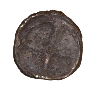 Οπισθότυπος 'SilCoinCy A1081, acc.no.: KP 1203.19. Silver coin of king Evagoras I ? of Salamis 391 - 386 BC. Weight: 0.56 g, Axis: -, Diameter: 9mm. Obverse type: Heracles head r. unbearded with  lion skin headdress. Obverse symbol: -. Obverse legend: - in -. Reverse type: Wheel of four spokes. Reverse symbol: -. Reverse legend: - in -. '-'.