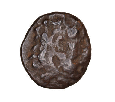 Εμπροσθότυπος 'SilCoinCy A1083, acc.no.: KP 1285.35. Silver coin of king Evagoras I ? of Salamis 391 - 386 BC. Weight: 0.39 g, Axis: -, Diameter: 8mm. Obverse type: Heracles head r. bearded with lion skin headdress. Obverse symbol: -. Obverse legend: - in -. Reverse type: Wheel of four spokes. Reverse symbol: -. Reverse legend: Σ or M in Greek. '-', 'Catalogue des monnaies grecques de la Bibliothèque Nationale: les Perses Achéménides, les satrapes et les dynastes tributaires de leur empire: Cypre et la Phénicie'.