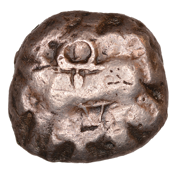 Εμπροσθότυπος 'SilCoinCy A1107, acc.no.: GP 3003.25. Silver coin of king Uncertain king of Cyprus (archaic period) of Uncertain Cypriot mint  - . Weight: 0.98 g, Axis: 4h, Diameter: 18mm. Obverse type: Ram standing l.. Obverse symbol: Ankh. Obverse legend: sa ? in Cypriot syllabic ?. Reverse type: Olive branch with two leaves and three olives. Reverse symbol: -. Reverse legend: - in -. 'SNG Copenhague, supplement, Acquisitions 1942-1996'.