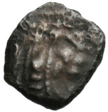 Obverse 'SilCoinCy A1805, acc.no.: . Silver coin of king Baalmilk I of Kition 475 - 450 BC. Weight: 0.86g, Axis: 7h, Diameter: 11mm. Obverse type: Heracles head r. bearded with lion skin . Obverse symbol: -. Obverse legend: - in -. Reverse type: Lion seated r.. Reverse symbol: -. Reverse legend: bl in Phoenician. 'BMC Cyprus, A Catalogue of the Greek Coins in the British Museum, Cyprus'.