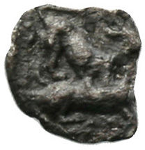 Reverse 'SilCoinCy A1816, acc.no.: . Silver coin of king Uncertain king of Kition of Kition 525 - 480 BC. Weight: 0.17g, Axis: 3h, Diameter: 7mm. Obverse type: Heracles head r. youthful with lion skin
. Obverse symbol: -. Obverse legend: - in -. Reverse type: Lion devouring stag r.. Reverse symbol: -. Reverse legend: - in -.