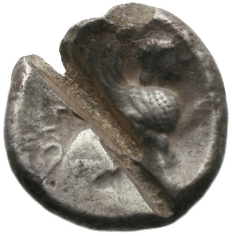 Obverse 'SilCoinCy A1820, acc.no.: . Silver coin of king Uncertain king of Idalion of Idalion 500 - 480 BC. Weight: 10.83g, Axis: -, Diameter: 22mm. Obverse type: Sphinx seated r.. Obverse symbol: -. Obverse legend: - in -. Reverse type: Incuse square. Reverse symbol: -. Reverse legend: - in -. 'BMC Cyprus, A Catalogue of the Greek Coins in the British Museum, Cyprus'.