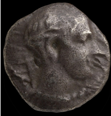 Obverse 'SilCoinCy A1825, acc.no.: . Silver coin of king Timocharis of Marion 400 - 380 BC. Weight: 0.81g, Axis: 2h, Diameter: 9mm. Obverse type: Apollo head r. with laurel wreath. Obverse symbol: -. Obverse legend: - in -. Reverse type: Female figure (Aphrodite ?) riding bull r., within incuse square. Reverse symbol: -. Reverse legend: pa-ti in Cypriot syllabic. 'BMC Cyprus, A Catalogue of the Greek Coins in the British Museum, Cyprus'.