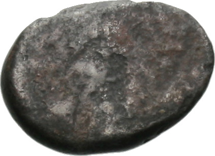 Οπισθότυπος 'SilCoinCy A1837, acc.no.: . Silver coin of king Evelthon of Salamis 525 - 500 BC. Weight: 1.64g, Axis: 12h, Diameter: 12mm. Obverse type: Ram recumbent l.. Obverse symbol: -. Obverse legend: - in Cypriot syllabic. Reverse type: Smooth. Reverse symbol: -. Reverse legend: - in -. 'BMC Cyprus, A Catalogue of the Greek Coins in the British Museum, Cyprus'.