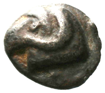 Εμπροσθότυπος 'SilCoinCy A1842, acc.no.: . Silver coin of king Evagoras I of Salamis 411 - 374 BC. Weight: 0.77g, Axis: 8h, Diameter: 10mm. Obverse type: Ram's head l.. Obverse symbol: -. Obverse legend: - in -. Reverse type: Smooth. Reverse symbol: -. Reverse legend: - in -.