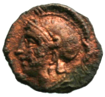Εμπροσθότυπος 'SilCoinCy A1856, acc.no.: . Silver-plated coin of king Evagoras II of Salamis 361 - 351 BC. Weight: 0.5g, Axis: -, Diameter: 10mm. Obverse type: Athena head l. with attic helmet. Obverse symbol: -. Obverse legend: - in -. Reverse type: Star of eight rays. Reverse symbol: -. Reverse legend: - in -.