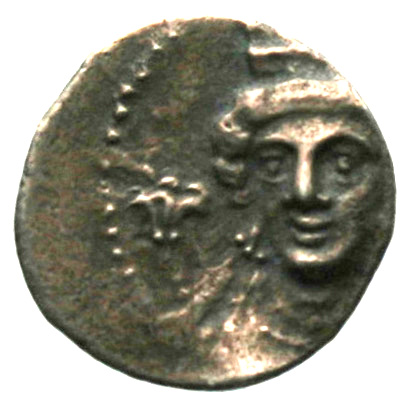 Obverse 'SilCoinCy A1872, acc.no.: . Silver coin of king Evagoras II (not as king of Salamis) of Cilician mint ? after 351 BC. Weight: 0.6g, Axis: 8h, Diameter: 12mm. Obverse type: -. Obverse symbol: -. Obverse legend: - in -. Reverse type: -. Reverse symbol: -. Reverse legend: - in -.
