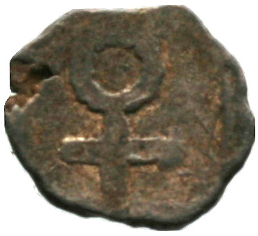 Οπισθότυπος 'SilCoinCy A1930, acc.no.: . Silver coin of king Evelthon's successors of Salamis 500 - 478 BC. Weight: 0.88g, Axis: 9h, Diameter: 11mm. Obverse type: Ram's head l.. Obverse symbol: -. Obverse legend: - in -. Reverse type: Ankh. Reverse symbol: -. Reverse legend: - in -.