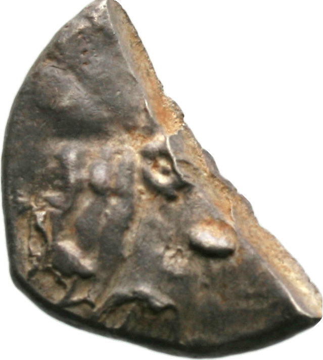 Obverse 'SilCoinCy A1931, acc.no.: . Silver coin of king Uncertain king of Lapethos of Lapethos 500 - 470 BC. Weight: 5.62g, Axis: 7h, Diameter: 21mm. Obverse type: Female head r. with long hair and circular earring. Obverse symbol: -. Obverse legend: - in -. Reverse type: Athena head l. with corinthian helmet. Reverse symbol: -. Reverse legend: - in -.