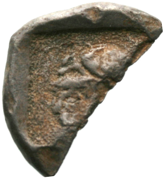 Reverse 'SilCoinCy A1931, acc.no.: . Silver coin of king Uncertain king of Lapethos of Lapethos 500 - 470 BC. Weight: 5.62g, Axis: 7h, Diameter: 21mm. Obverse type: Female head r. with long hair and circular earring. Obverse symbol: -. Obverse legend: - in -. Reverse type: Athena head l. with corinthian helmet. Reverse symbol: -. Reverse legend: - in -.